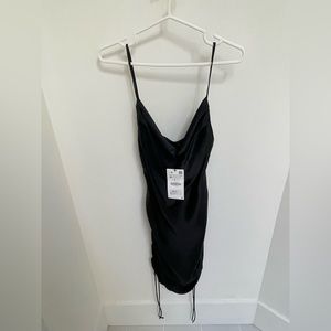 Zara black satin mini dress